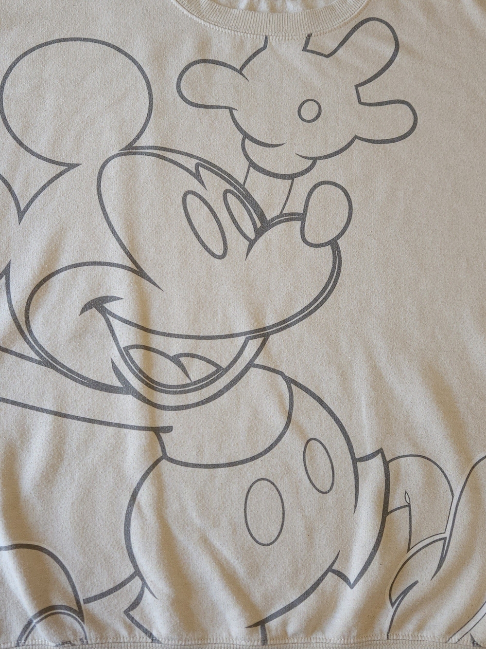 Disney Cream Sweater with Gray Mickey Outline Light Weight